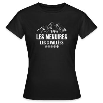LES MENUIRES, Skigebiet, Skigebiet - Frauen T-Shirt - Schwarz - Vorne - AI Model Female 172 dark (172cm)