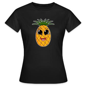 Ananas Obst - Frauen T-Shirt - Schwarz - Vorne - AI Model Female 172 dark (172cm)