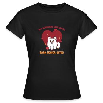 Herzkatze mit Dankbarkeit für dich - Frauen T-Shirt - Schwarz - Vorne - AI Model Female 172 dark (172cm)