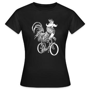 Rooster & Bicycles - weiße Version - Frauen T-Shirt - Schwarz - Vorne - AI Model Female 172 dark (172cm)