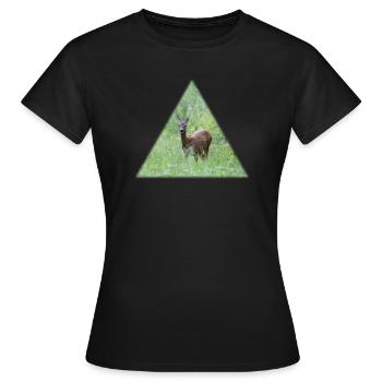 Deer in the tall grass - Women's T-Shirt - black - Front - AI Model Female 172 dark (172cm)