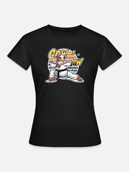 Kuh Karate Dojo Retro - Frauen T-Shirt - Schwarz