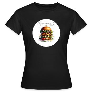 Yummy Burger Kunst - Frauen T-Shirt - Schwarz - Vorne - AI Model Female 172 dark (172cm)