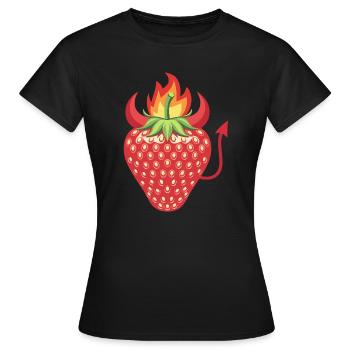 Fraise diabolique - T-shirt Femme - noir - Devant - AI Model Female 172 dark (172cm)