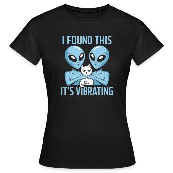 Außerirdische Katze Entdeckung - Frauen T-Shirt - Schwarz - Vorne - AI Model Female 172 dark (172cm)