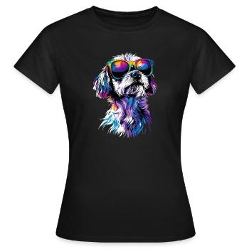 Maltais Petit Chien Maltais Amour Doux Maltais - T-shirt Femme - noir - Devant - AI Model Female 172 dark (172cm)