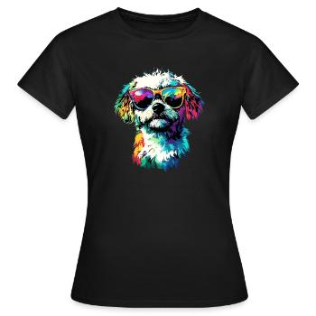 Maltais Petit Chien Maltais Amour Doux Maltais - T-shirt Femme - noir - Devant - AI Model Female 172 dark (172cm)