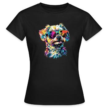Maltais Petit Chien Maltais Amour Doux Maltais - T-shirt Femme - noir - Devant - AI Model Female 172 dark (172cm)