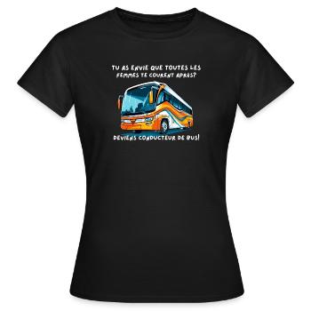 Bus flashy, rêve de chauffeur audacieux - T-shirt Femme - noir - Devant - AI Model Female 172 dark (172cm)