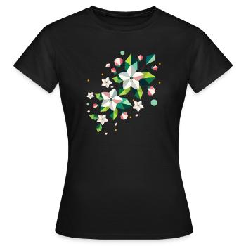 Branche de pommier de fleur de printemps géométrique - T-shirt Femme - noir - Devant - AI Model Female 172 dark (172cm)