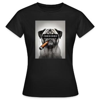 Carlin censuré avec cigare - T-shirt Femme - noir - Devant - AI Model Female 172 dark (172cm)
