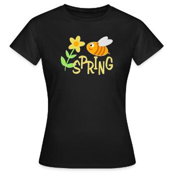 Fröhliche Bienchen mit Blumenmotiv - Frauen T-Shirt - Schwarz - Vorne - AI Model Female 172 dark (172cm)