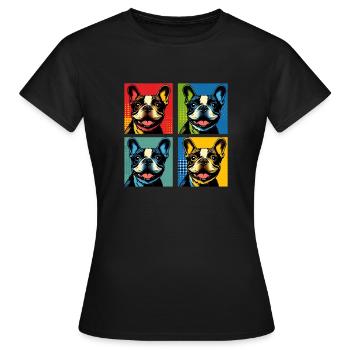 Frenchie Pop Art Bubbles, Pancake, Chonk, Nibbles - Women's T-Shirt - black - Front - AI Model Female 172 dark (172cm)