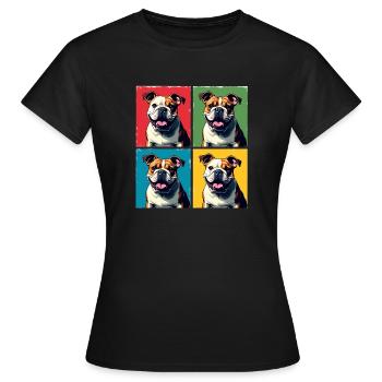 Pop Art Bulldog, Bubbles, Pancake, Chonk, Nibbles - Women's T-Shirt - black - Front - AI Model Female 172 dark (172cm)