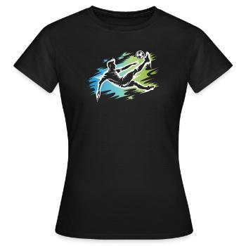 Joueur de football dynamique - Coup de pied de bicyclette de football - T-shirt Femme - noir - Devant - AI Model Female 172 dark (172cm)