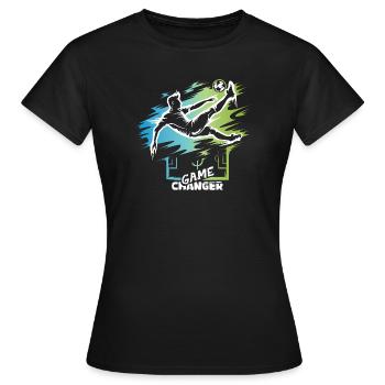 Game Changer - Icône de conception du coup de pied aérien de football - T-shirt Femme - noir - Devant - AI Model Female 172 dark (172cm)