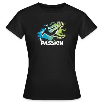 Passion – Conception de ballons de football pour de vrais footballeurs - T-shirt Femme - noir - Devant - AI Model Female 172 dark (172cm)