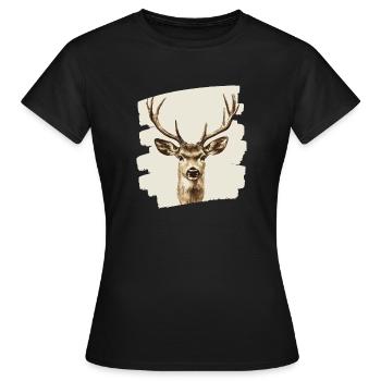 Cerf avec bois - T-shirt Femme - noir - Devant - AI Model Female 172 dark (172cm)