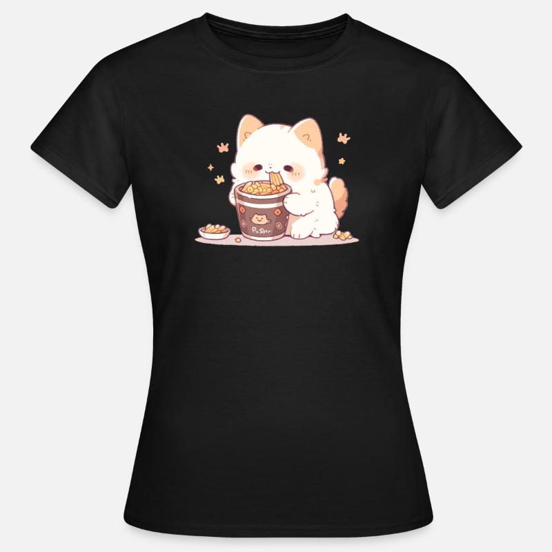 Spaghetti cats - Cat is having fun with past - Women's T-Shirt - black