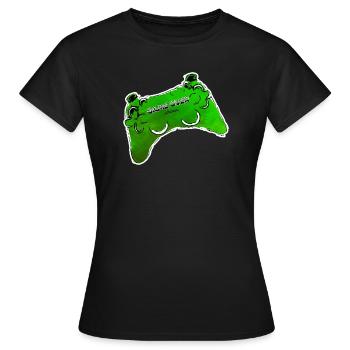 gruener Comic Controller mit Text GAME OVER - Frauen T-Shirt - Schwarz - Vorne - AI Model Female 172 dark (172cm)
