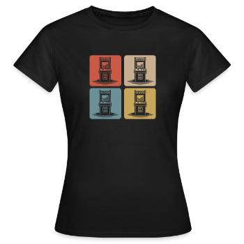 Retro Gaming Automaten 80er - Frauen T-Shirt - Schwarz - Vorne - AI Model Female 172 dark (172cm)