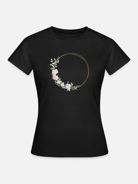 Frühlings-Kranz- personalisierbar - Frauen T-Shirt - Schwarz