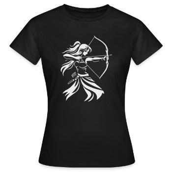 Bogenschütze-Silhouette mit Bogen - Frauen T-Shirt - Schwarz - Vorne - AI Model Female 172 dark (172cm)