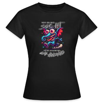 Wenn ihr mich sucht, ich bin am Rande des Wahnsinn - Frauen T-Shirt - Schwarz - Vorne - AI Model Female 172 dark (172cm)
