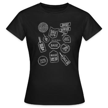 Tableau noir vente Doodles - T-shirt Femme - noir - Devant - AI Model Female 172 dark (172cm)