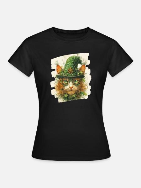 St Patricks day Katze - Frauen T-Shirt - Schwarz
