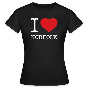 I LOVE NORFOLK - Frauen T-Shirt - Schwarz - Vorne - AI Model Female 172 dark (172cm)