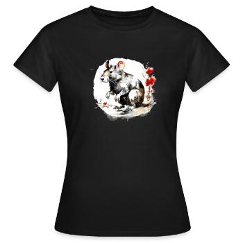 Signe du zodiaque chinois Rat - T-shirt Femme - noir - Devant - AI Model Female 172 dark (172cm)