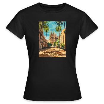 De la rue Barcelona à la Sagrada Família - T-shirt Femme - noir - Devant - AI Model Female 172 dark (172cm)