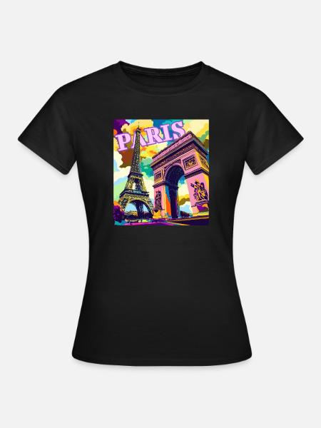 Pariser Pop-Art-Skyline - Frauen T-Shirt - Schwarz