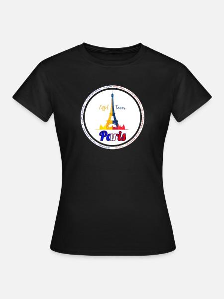Pariser Eiffelturm-Regenbogen - Frauen T-Shirt - Schwarz