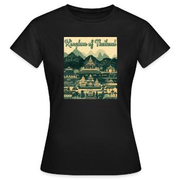 Panorama du temple du Royaume de Thaïlande - T-shirt Femme - noir - Devant - AI Model Female 172 dark (172cm)