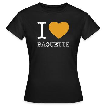 J’ADORE LA BAGUETTE - T-shirt Femme - noir - Devant - AI Model Female 172 dark (172cm)