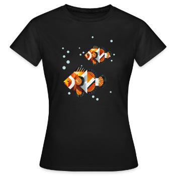 Zwei Clownfische – Geometrische Ozeanillustration - Frauen T-Shirt - Schwarz - Vorne - AI Model Female 172 dark (172cm)