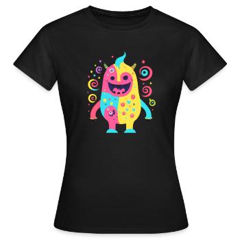 süsses und lustiges knuddel-kuschel monster kinder - Frauen T-Shirt - Schwarz - Vorne - AI Model Female 172 dark (172cm)