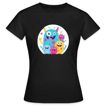 süsses und lustiges knuddel-kuschel monster kinder - Frauen T-Shirt - Schwarz - Vorne - AI Model Female 172 dark (172cm)