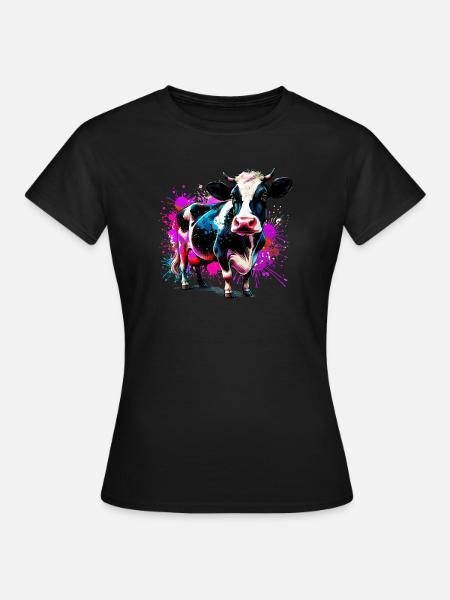 Kuh - Frauen T-Shirt - Schwarz