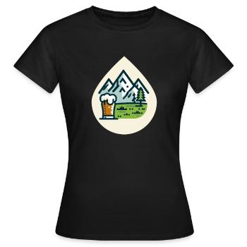 Bergkulisse mit Bierglas - Frauen T-Shirt - Schwarz - Vorne - AI Model Female 172 dark (172cm)