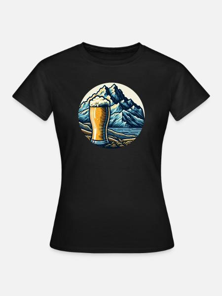 Gebirgs-Bierlandschaft Illustration - Frauen T-Shirt - Schwarz