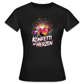 Confettis de Cologne dans le cœur Carnaval Coeur Cologne - T-shirt Femme - noir - Devant - AI Model Female 172 dark (172cm)