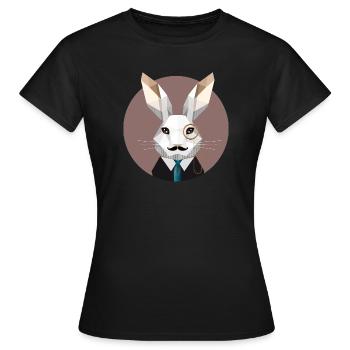 Élégant lapin de Pâques avec monocle et moustache - T-shirt Femme - noir - Devant - AI Model Female 172 dark (172cm)