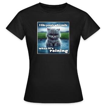 Cat in the rain - Women's T-Shirt - black - Front - AI Model Female 172 dark (172cm)