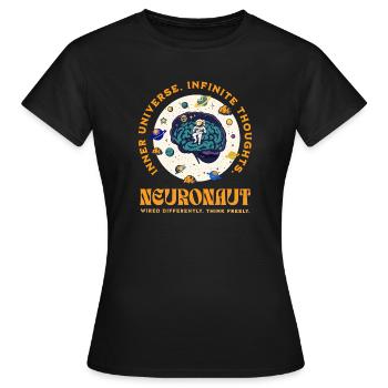 Cerveau neuroépicé d’astronaute neurodivergent - T-shirt Femme - noir - Devant - AI Model Female 172 dark (172cm)