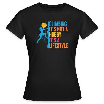 L’escalade - ce n’est pas un passe-temps. C’est un style de vie - T-shirt Femme - noir - Devant - AI Model Female 172 dark (172cm)