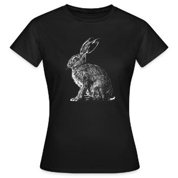 Hase / Feldhase / Häschen - Frauen T-Shirt - Schwarz - Vorne - AI Model Female 172 dark (172cm)
