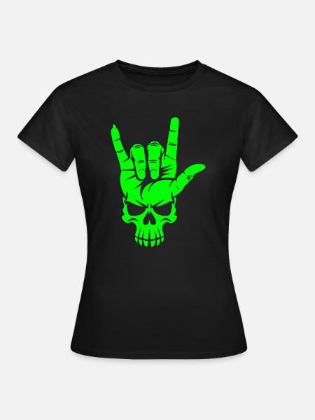 Rock n Roll Crâne Main - T-shirt Femme - noir